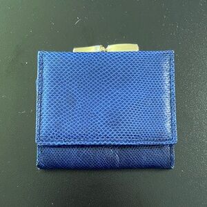 Saks Fifth Avenue Blue Mini Reptile Wallet